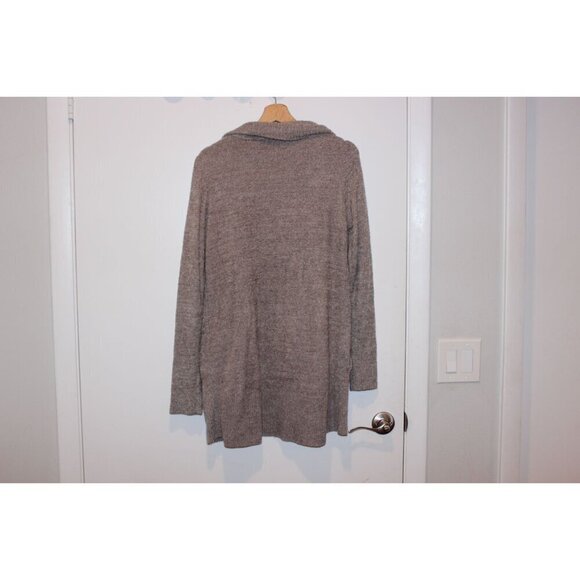 Barefoot Dreams CozyChic Lite Hooded Cardigan M Soft Brown Knit - Picture 6 of 9